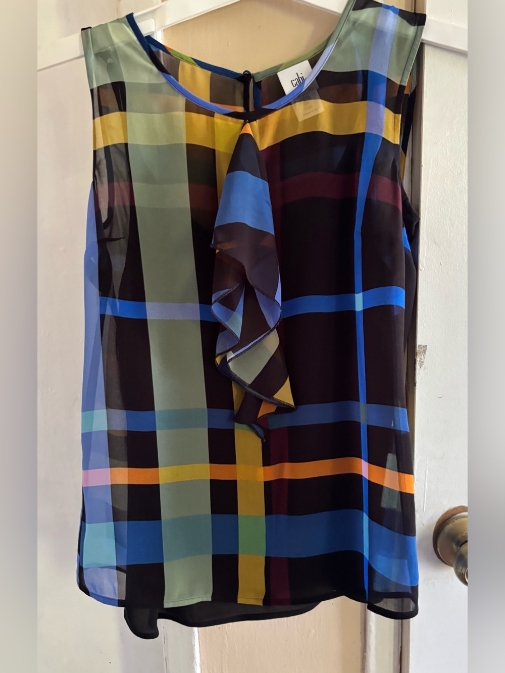 Cabi Going out on top plaid top like new! Sz xs